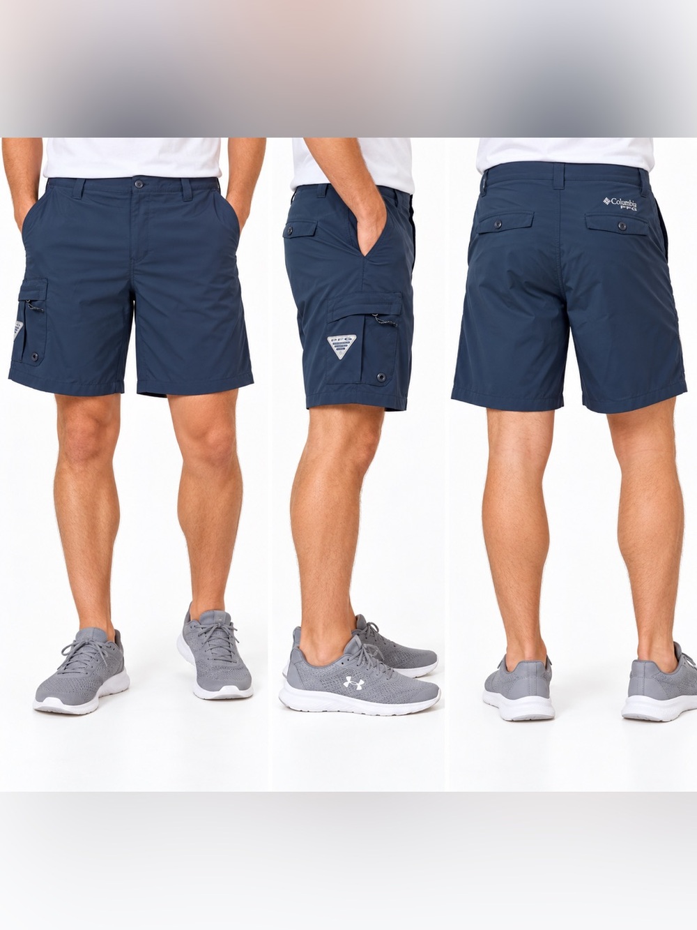 Columbia PFG Men’s 40 Navy Blue Fishing Cargo Shorts Performance Outdoor